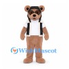 Pilot Bear Mascot Costume with Goggles and Black Vest