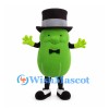 Pickle Mascot Costume in Green with Black Top Hat and Bow Tie