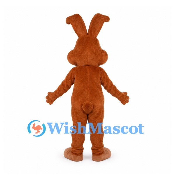 Rabbit Mascot Costume in Brown with Pink Belly and Long Ears