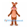Rabbit Mascot Costume in Brown with Pink Belly and Long Ears