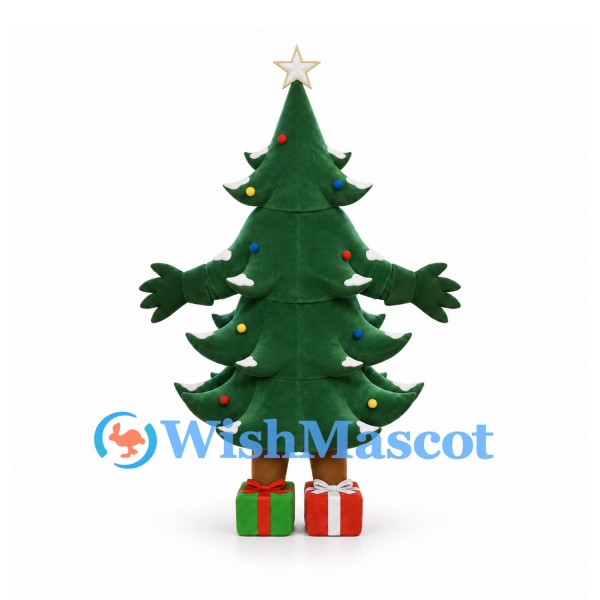 Christmas Tree Mascot Costume with Star Top and Gift Box Shoes