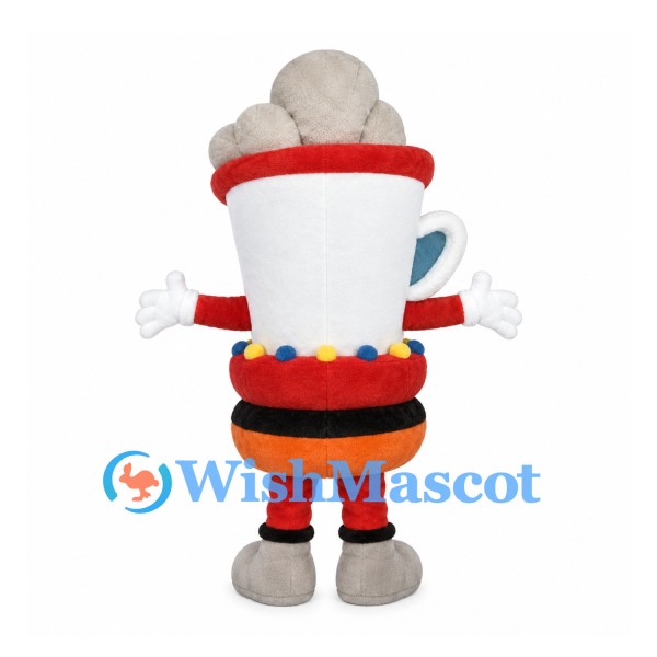 Coffee Cup Mascot Costume with White Body and Steam Headpiece