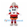 Coffee Cup Mascot Costume with White Body and Steam Headpiece