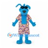 Dog Mascot Costume in Blue with Purple Floral Shirt and Shorts