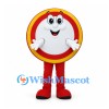Plate Mascot Costume with Red and Yellow Rim and Smiling Face