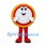 Plate Mascot Costume with Red and Yellow Rim and Smiling Face