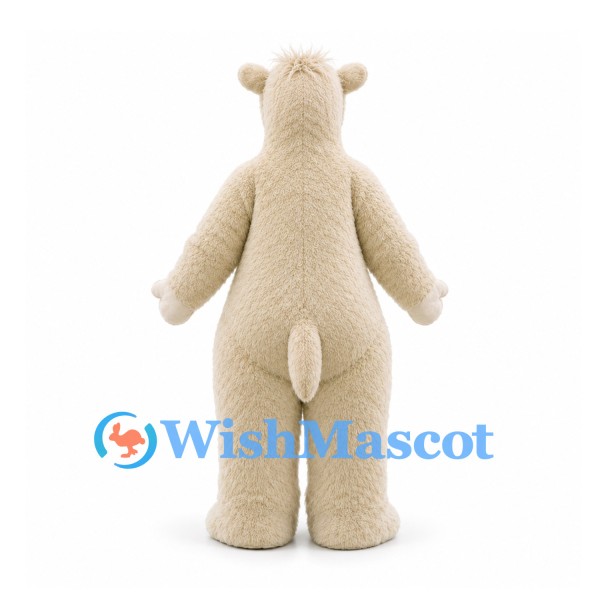 Long-Nosed Creature Mascot Costume with Cream Shaggy Fur