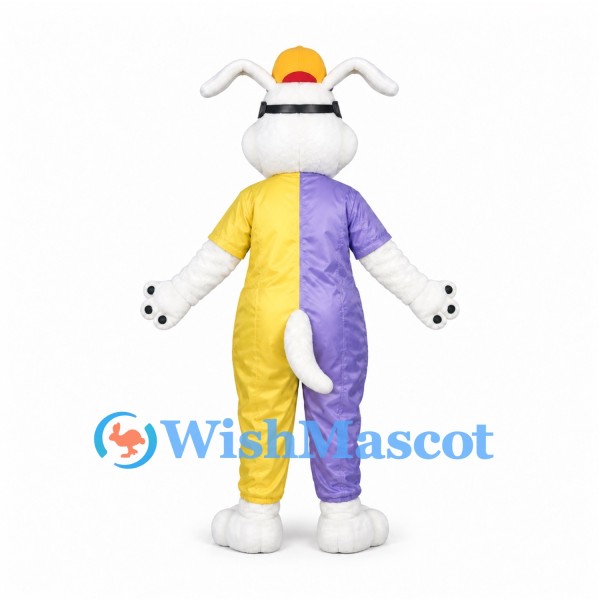 Dog Mascot Costume with Yellow and Purple Jumpsuit and Cap