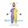 Dog Mascot Costume with Yellow and Purple Jumpsuit and Cap