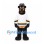 Bear Mascot Costume in Black with White Sports Shirt and Gray Hat