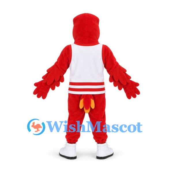 Cardinal Bird Mascot Costume in Red with White Sports Shirt