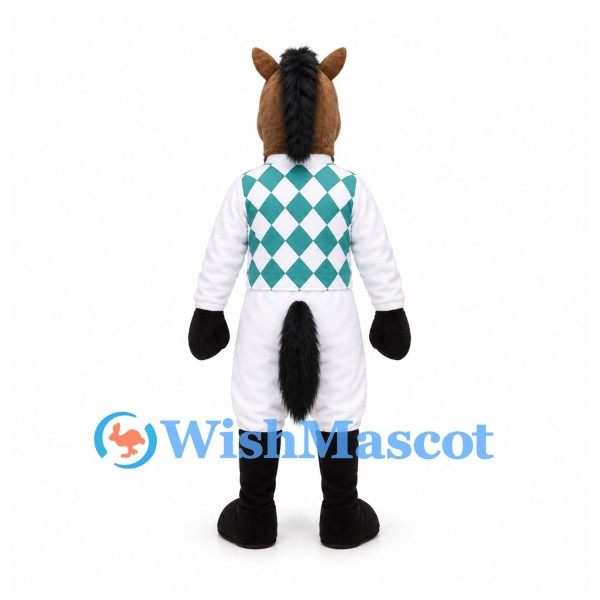 Horse Mascot Costume with Teal Argyle Vest and White Pants
