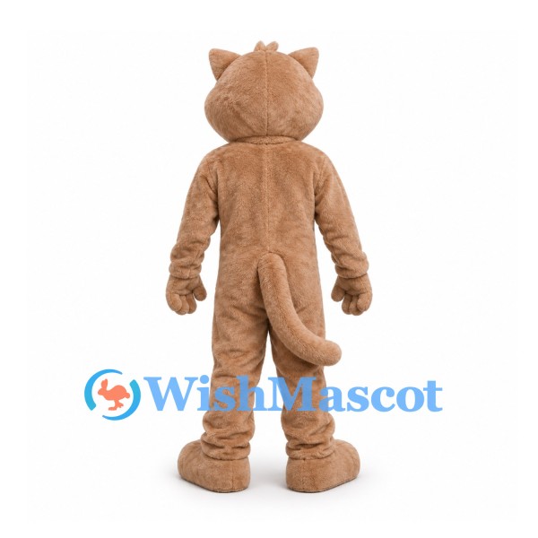 Cat Mascot Costume in Tan with Cream Belly and Long Tail
