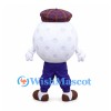 Golf Ball Mascot Costume with Plaid Cap and Purple Pants