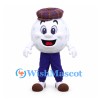Golf Ball Mascot Costume with Plaid Cap and Purple Pants