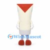 Toothpaste Tube Mascot Costume in Cream with Red Top and Smiling Face