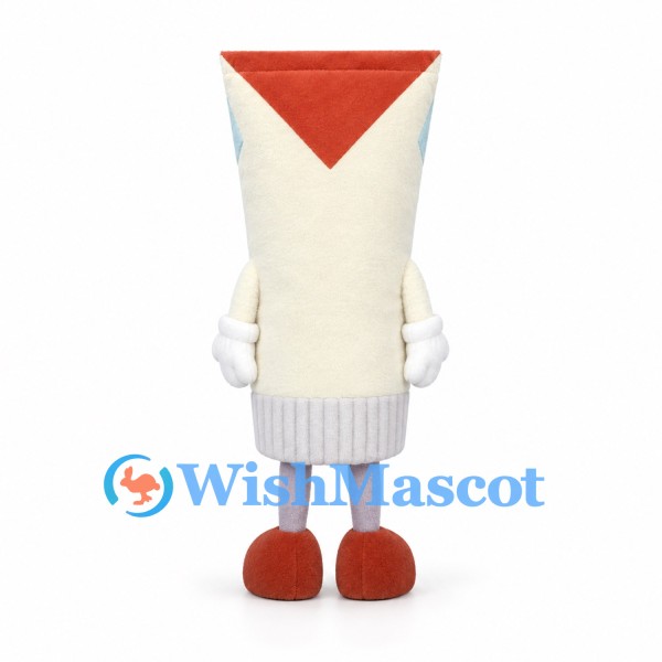 Toothpaste Tube Mascot Costume in Cream with Red Top and Smiling Face