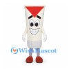 Toothpaste Tube Mascot Costume in Cream with Red Top and Smiling Face
