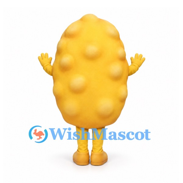 Potato Mascot Costume with Yellow Bumpy Body and Smiling Face