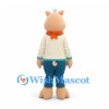Pig Mascot Costume with Cream Shirt and Teal Pants