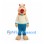Pig Mascot Costume with Cream Shirt and Teal Pants