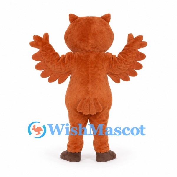 Owl Mascot Costume in Brown with Layered Wing Feathers