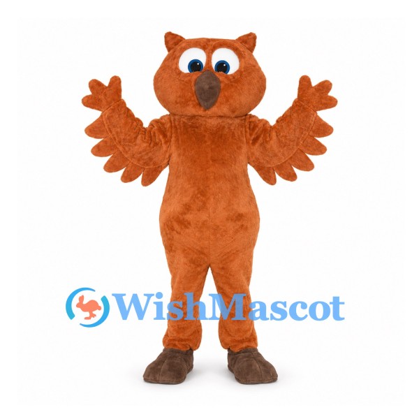 Owl Mascot Costume in Brown with Layered Wing Feathers