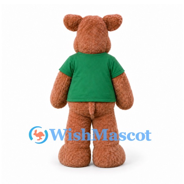 Moose Mascot Costume in Brown with Green Shirt