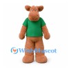 Moose Mascot Costume in Brown with Green Shirt