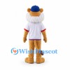 Lion Mascot Costume with Blue Cap and White Shirt