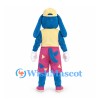 Dog Mascot Costume in Blue with Yellow Shirt and Pink Patterned Shorts