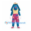 Dog Mascot Costume in Blue with Yellow Shirt and Pink Patterned Shorts