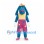 Dog Mascot Costume in Blue with Yellow Shirt and Pink Patterned Shorts