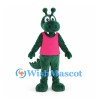 Dragon Mascot Costume in Green with Pink Shirt and Antennae
