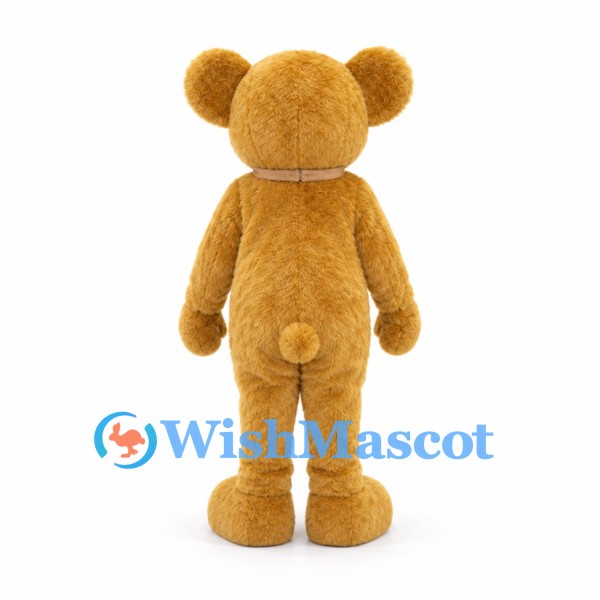 Bear Mascot Costume in Golden Brown with Small Bow Tie