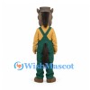 Horse Mascot Costume with Green Overalls and Yellow Shirt