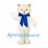 Cat Mascot Costume in Cream with Large Blue Neck Bow