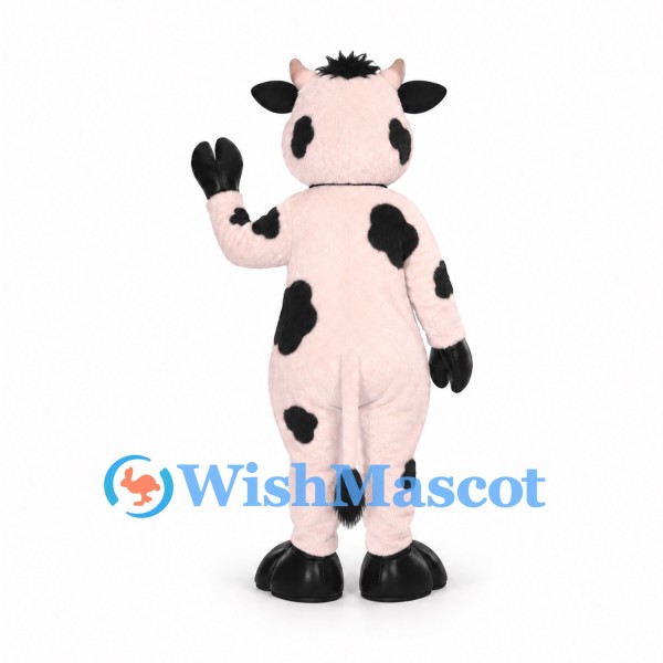 Cow Mascot Costume in Pale Pink with Black Patches
