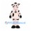Cow Mascot Costume in Pale Pink with Black Patches