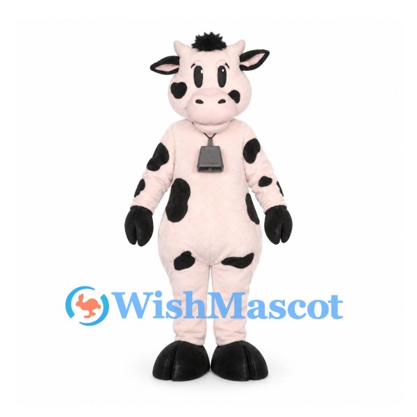 Cow Mascot Costume in Pale Pink with Black Patches