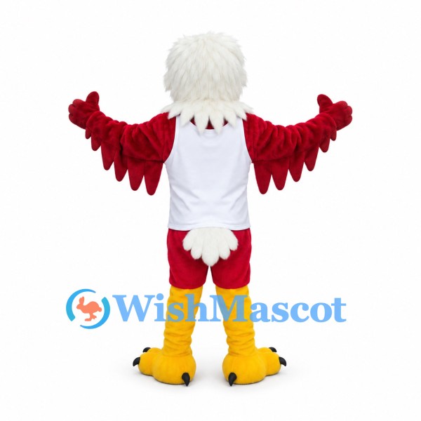 Bald Eagle Mascot Costume with Red Wings and White Shirt