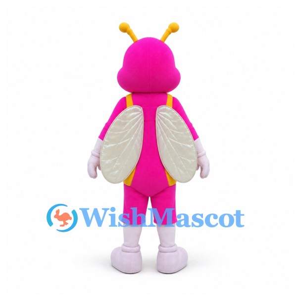 Butterfly Mascot Costume in Pink with Yellow Belly and White Wings