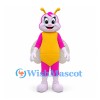 Butterfly Mascot Costume in Pink with Yellow Belly and White Wings