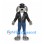 Biker Dog Mascot Costume with Black Jacket Cap and Blue Jeans