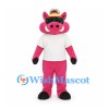 Pig Mascot Costume in Pink with White Shirt and Black Sunglasses