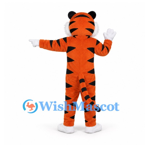 Tiger Mascot Costume with Orange Stripes and Long White Belly