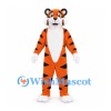 Tiger Mascot Costume with Orange Stripes and Long White Belly