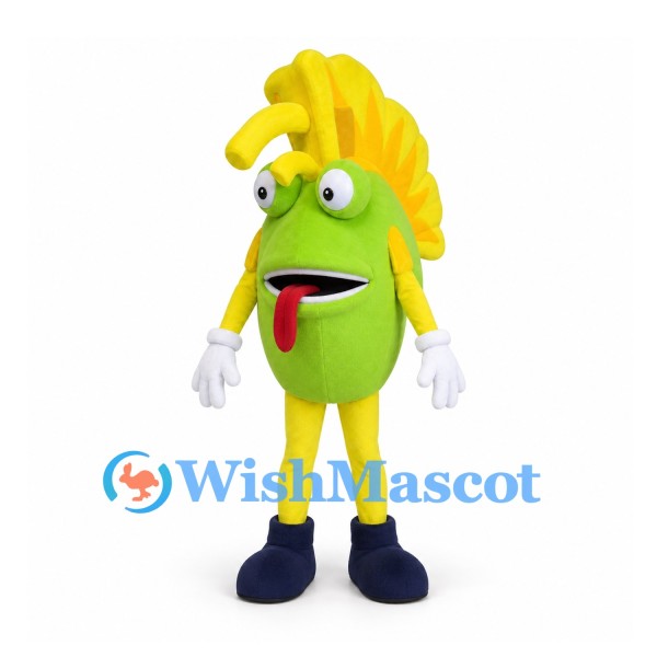 Sunflower Mascot Costume with Green Face and Yellow Petals