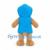 Bear Mascot Costume with Blue Hooded Raincoat
