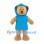 Bear Mascot Costume with Blue Hooded Raincoat